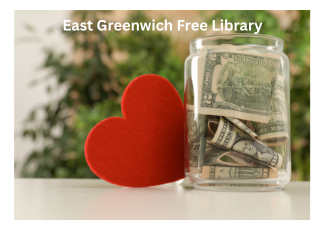 Red heart next to donation jar of US dollars